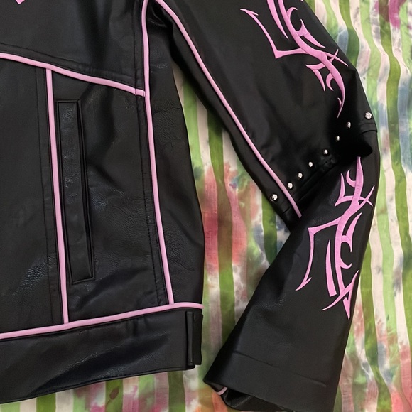 SOLD ON POP Dollskill black and pink biker jacket coat - Picture 3 of 4